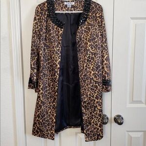 RARE Leopard Print Over Coat | Embellished Collar & Sleeves | Statement Piece